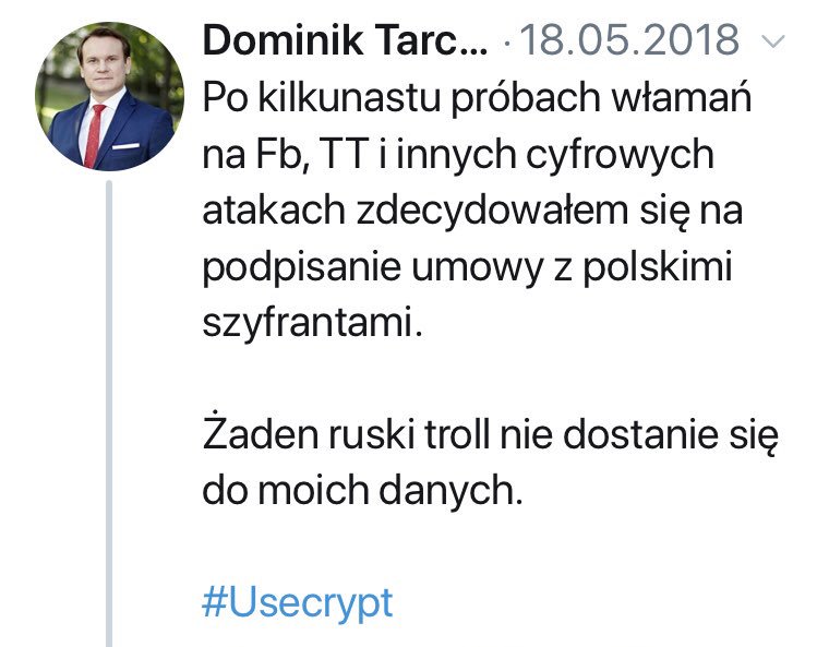 kopacz_renata's tweet image. Faktycznie 😏 korzystają z Facebook, jednak #Tarczyński zabezpieczył się w 100% polskie szyfrowanie #UseCrypt