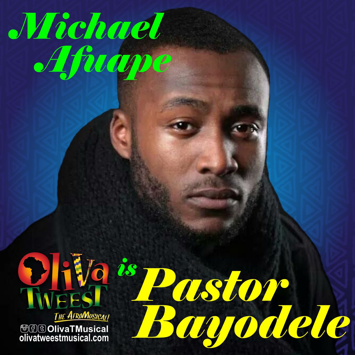 OlivaTMusical's tweet photo. Fast-rising actor & producer @MrJFI rounds up the lead cast, in the role of fan-favourite Pastor Bayodele, providing a unique TWEEST in this spectacular musical.
Book now at: https://t.co/pDJpNVcl1v for tickets
#OlivaTweest #DontGetItTweested #fromthewestend #Afrobeats https://t.co/FerEAfZtCP