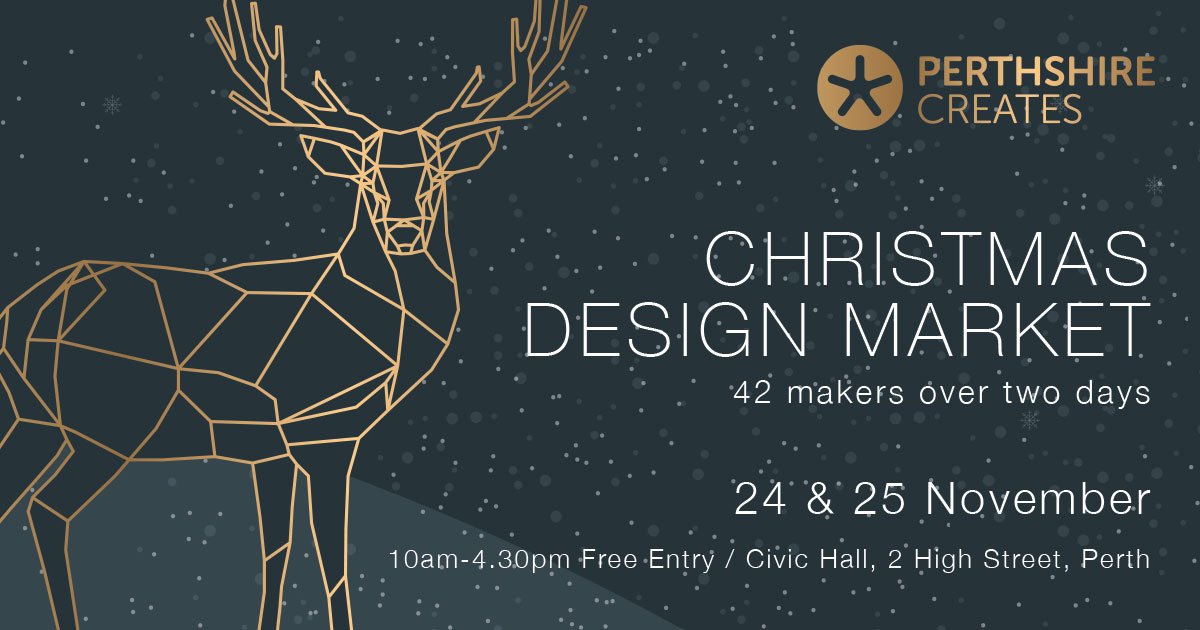 PKCreates's tweet photo. Pop Sat 24/Sun 25 Nov in the diary!  Our 4th annual Christmas Design Market returns to the Civic Hall in Perth. A must for handmade contemporary crafts from the area. Follow the FB page for updates on who will be there. https://t.co/DF2LLp0VYA https://t.co/0MYGJtSFCh