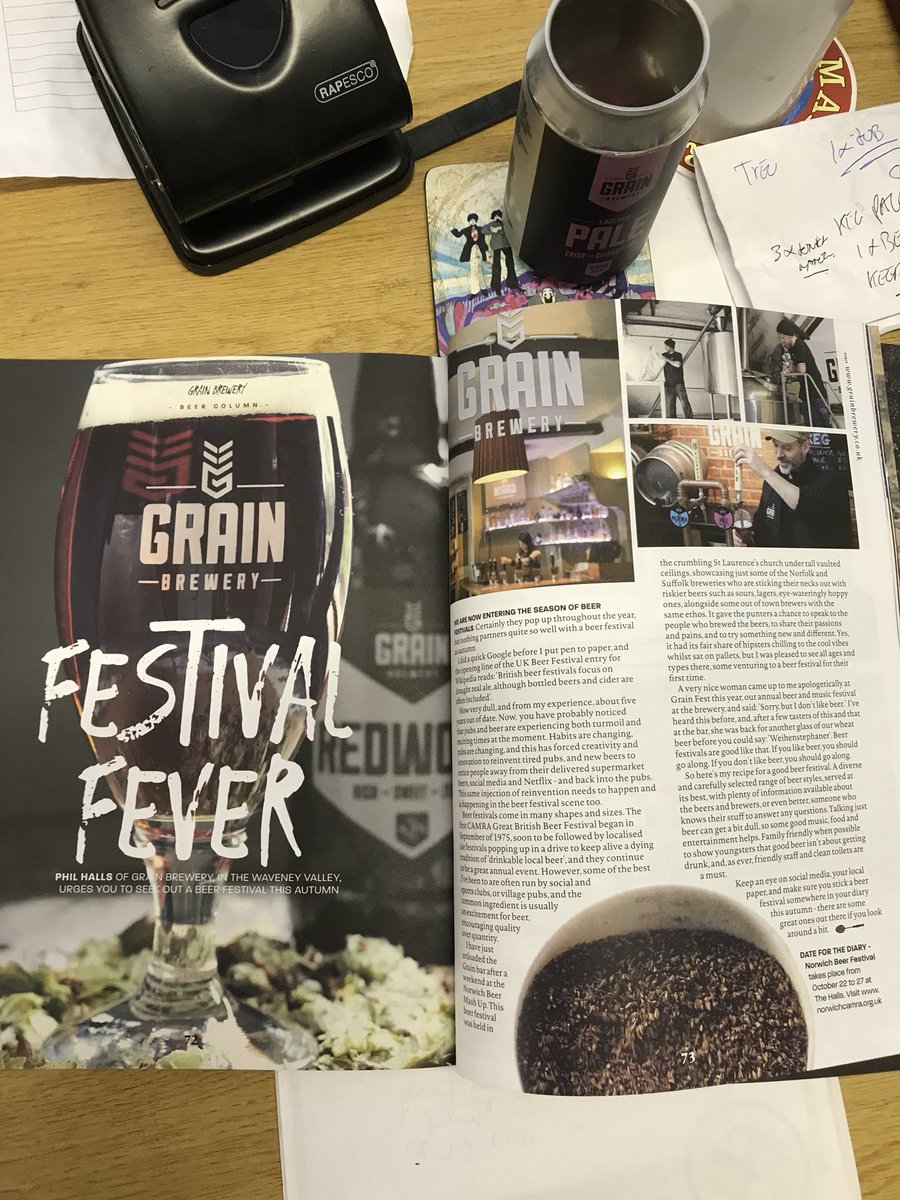 grainbrewery's tweet photo. Make sure you grab a copy of the latest @FeastNorfolk mag and you’ll find a bit about beer festivals in it from us. There’s a nod towards @NRbeerweek too. https://t.co/fvU1eNFCNy