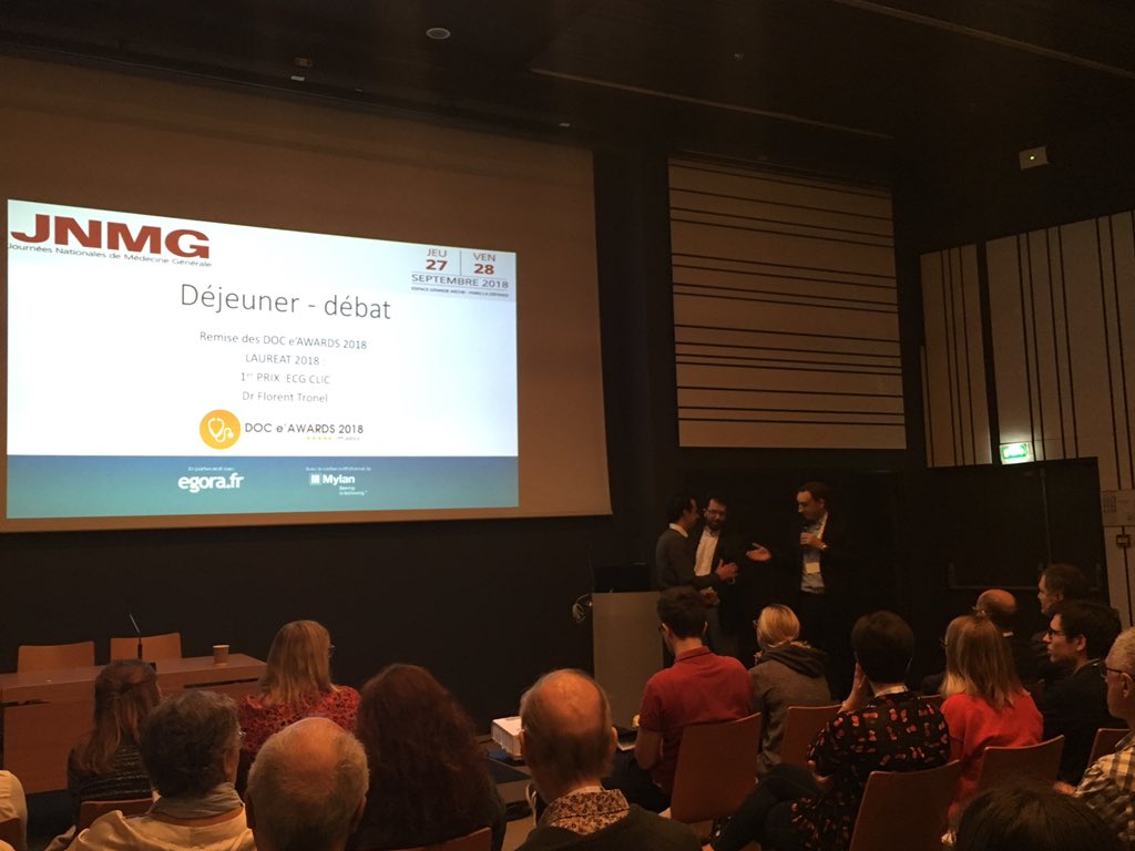 BastieFrederic's tweet photo. 1er Prix des Doc eAwards 2018 attribué à ECGclic 
#JNMG2018 #hcsmeufr #Mylan https://t.co/HnwGPHso2D