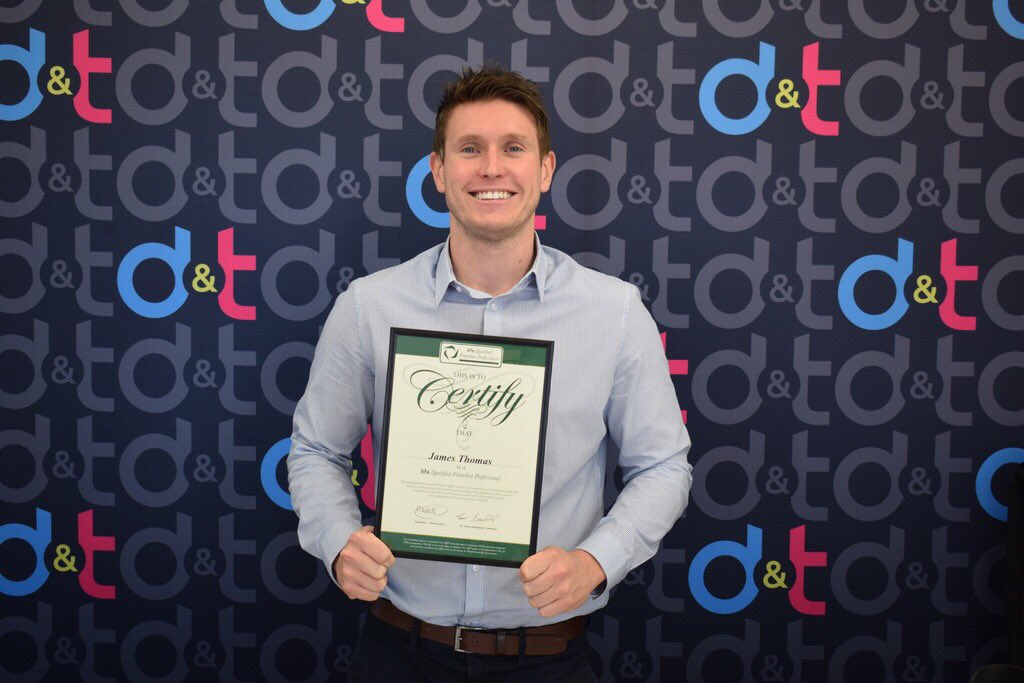 TeamDT_'s tweet photo. Huge congratulations to our Franchise Relationship Manager @JamesTeamDT who is now a Qualified Franchise Professional! 🎉🙌🏻 #TeamDT#QFP https://t.co/cx9q2UWZCN