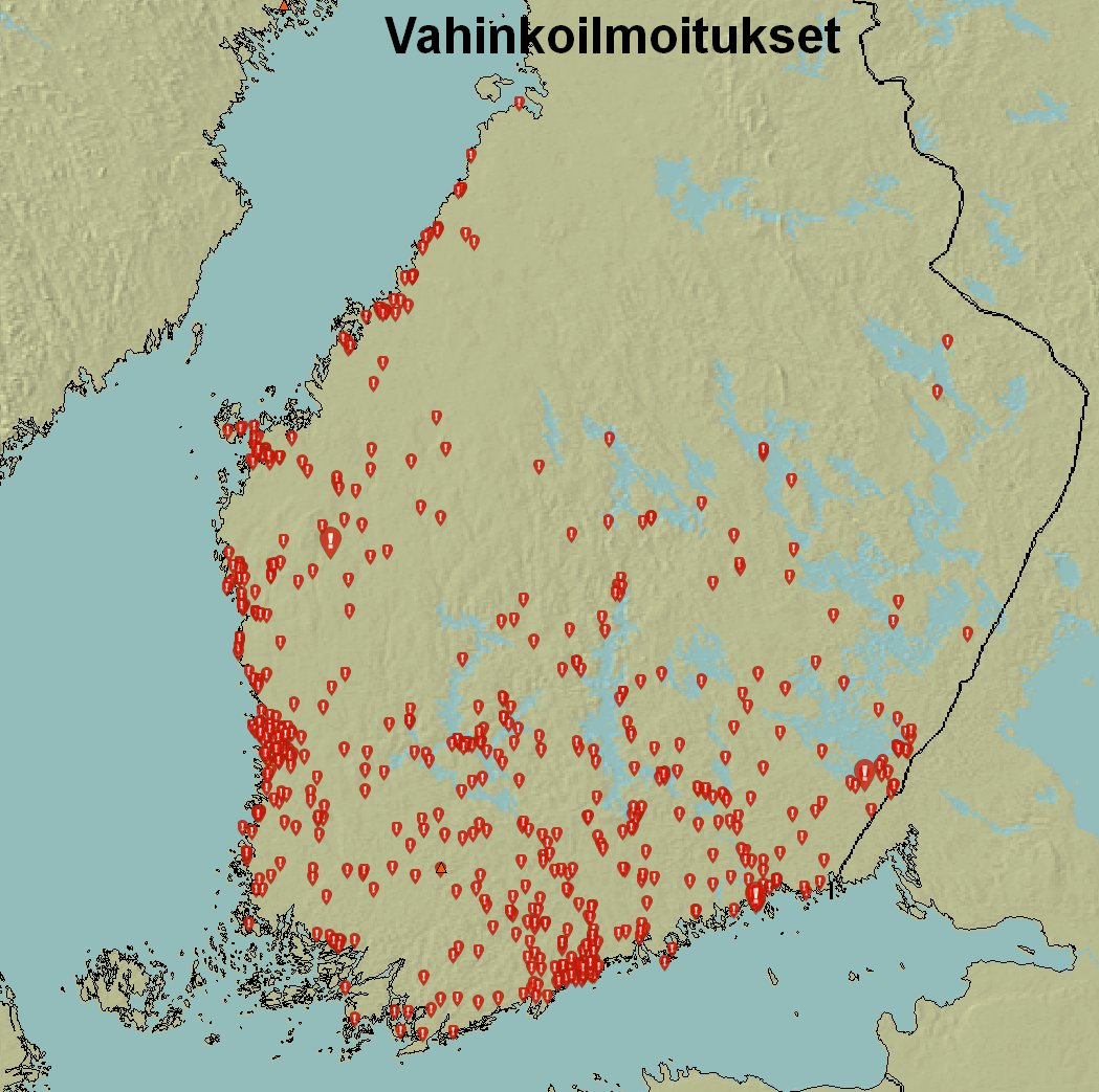 meteorologit's tweet image. #Kuisma-#myrsky laantuu lännestä alkaen, mutta vielä lähituntien ajan tuuli on hyvin puuskaista maan kaakkoisosassa. Yleisesti on mitattu myrskypuuskia (yli 21 m/s) ja yksittäisiä vahinkoja on siten syntynyt runsaasti.