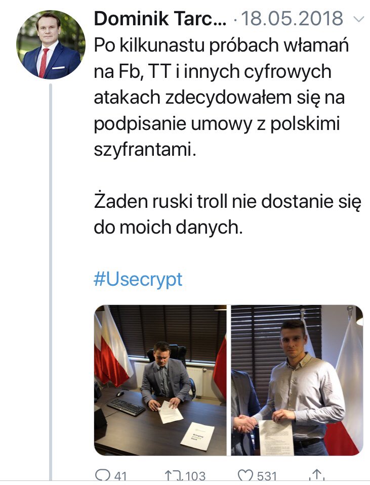 kopacz_renata's tweet image. Chyba, że korzysta Pani  @ogorekmagda z #UseCrypt podobnie jak p. Tarczyński?