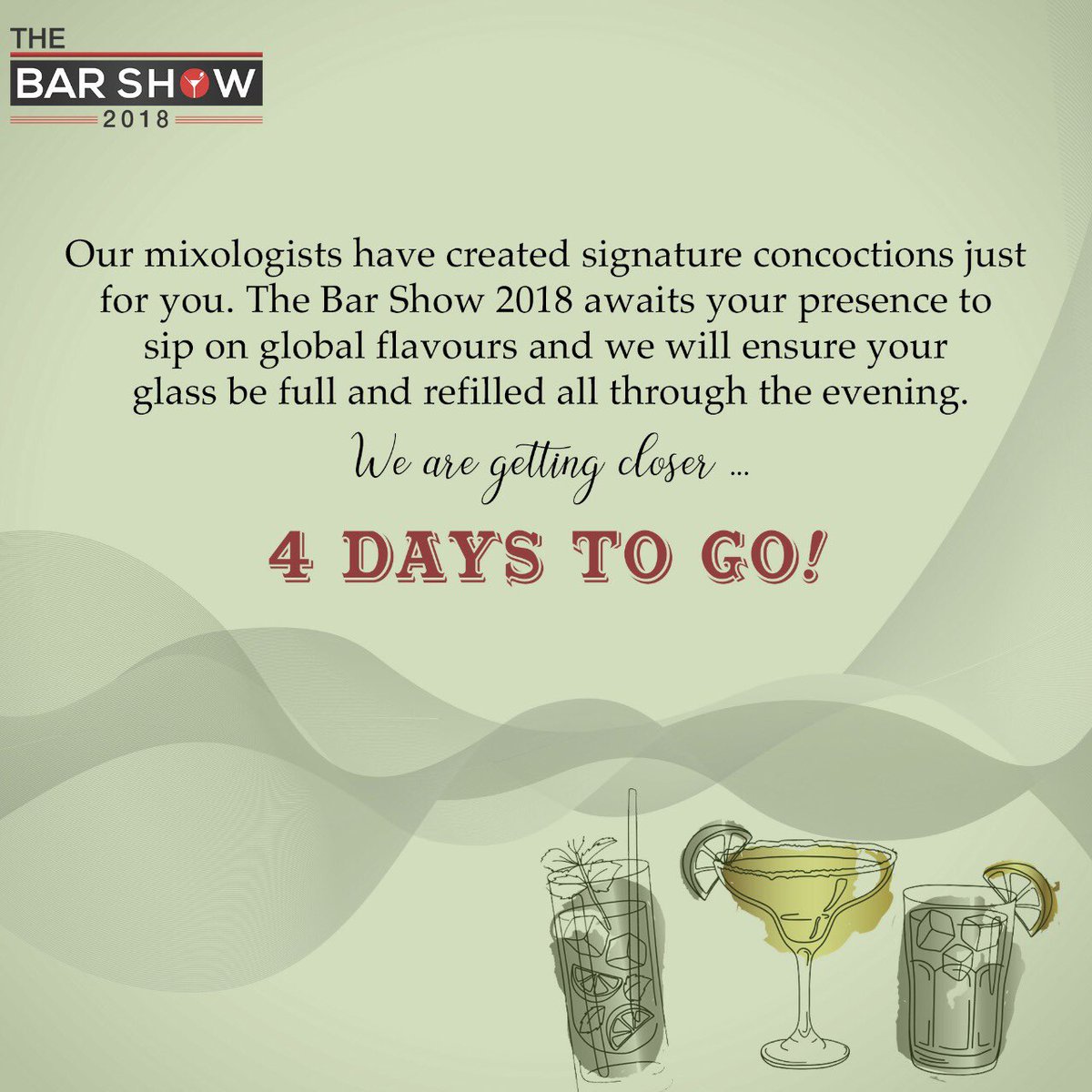 TheBarShow2018's tweet photo. Cocktail concoctions for every mood. The Bar Show 2018 is the perfect opportunity to sip on cocktails and world class brands.
4 days to go!! #TheBarShow2018 #TheBarShow3.0 #TheWeddingBartenders https://t.co/p1z935UL3n