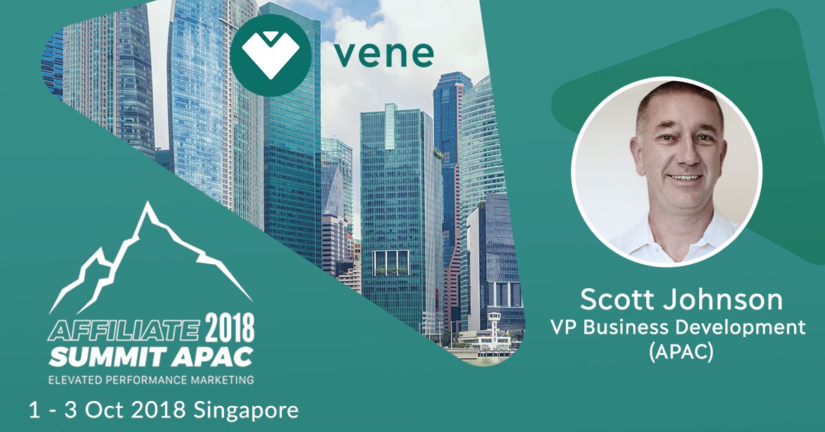 VENE_io's tweet image. We are looking forward to the Affiliate Summit in Singapore starting next Monday. Make sure to schedule a meeting with our VP Business Development for APAC Scott Johnson: calendly.com/scott-m-johnso…
#ASAPAC18 #ASAPAC #affiliatesummit