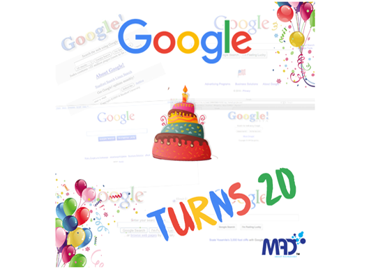 MyAppsMAD's tweet photo. Time to celebrate the brand, which re-shaped the way people use Internet. #GoogleTurns20 #HappyBirthday #MadAboutTechnology https://t.co/0hx8GWEM5i