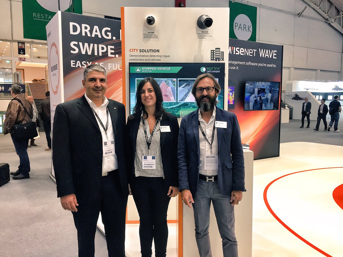 SprinxTech's tweet photo. Third day at #SecurityEssen. Don't miss the opportunity to speak with Sara, @RenatoClerici and Tarik Khamliche and discover the best of breed AID solutions! @HanwhaTechEU booth #7D25 
#SprinxAID #TrafficMonitoring #SmartRoad #SmartCity https://t.co/xtnLIN3g8Q
