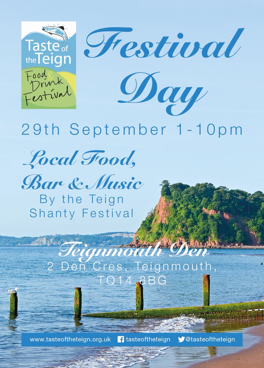 THIS Saturday 29th September from 1pm!!
Music by <a href="/TeignShantyFest/">Teign Maritime & Shanty Festival</a> Bar by @redrockbrewery1 and <a href="/Exeter_Gin/">ExeterGin®</a> &amp; lots of local food stands...

Come on down and enjoy a true #tasteoftheteign