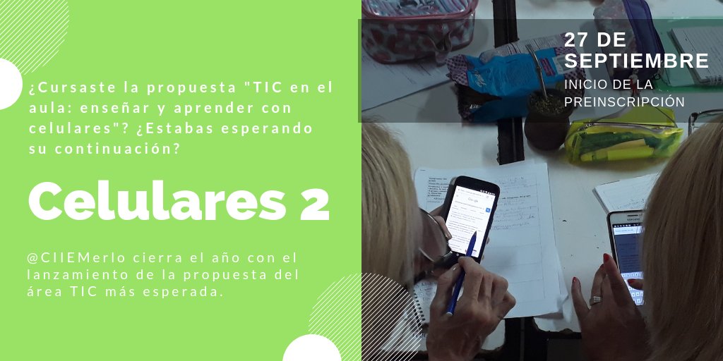 gra_enriques's tweet photo. 📢Ya está abierta la inscripción a la propuesta de formación del área TIC más esperada, hacé clic en el siguiente enlace para anotarte:  https://t.co/Ohui5eYUbs

📳"Aprender, pensar y producir. Los celulares en la gestión del aula" 📳
📣#Celulares2 
🗓️#Lunes #Miércoles
🕕#18hs https://t.co/wX9HqYrA4m