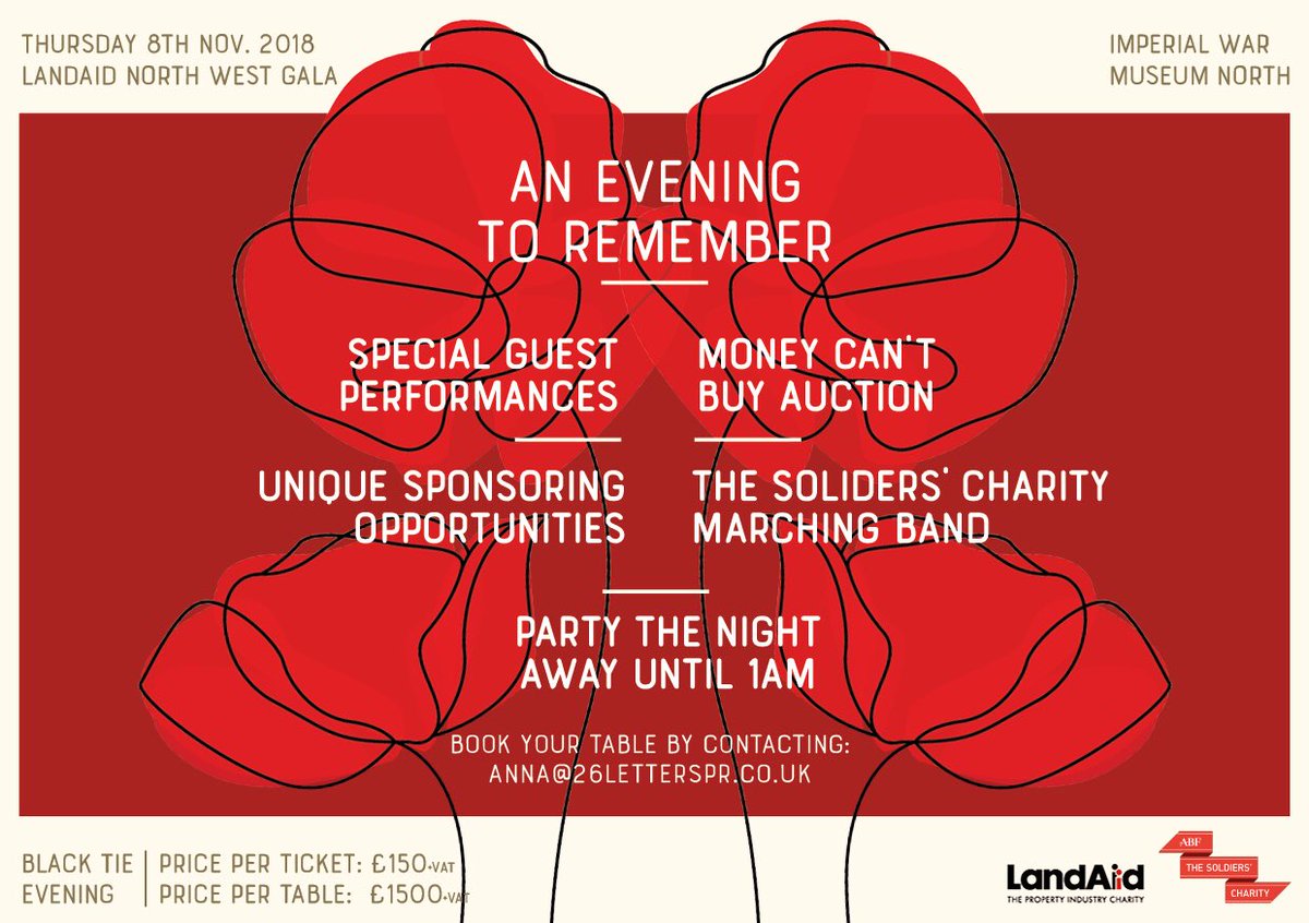 We are getting closer to the inaugural NW LandAid ball. Funds raised will go to LandAid &amp; the Soldiers Charity. Please contact us to take a table to raise funds for these brilliant charities.
