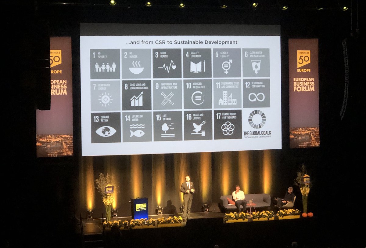 The UN global sustainability goals,  ‘but we’re not really on track....45% of these goals are supposed to be done by businesses’ says <a href="/maymann/">Jimmy Maymann</a> <a href="/thinkers50/">Thinkers50</a> #T50EBF