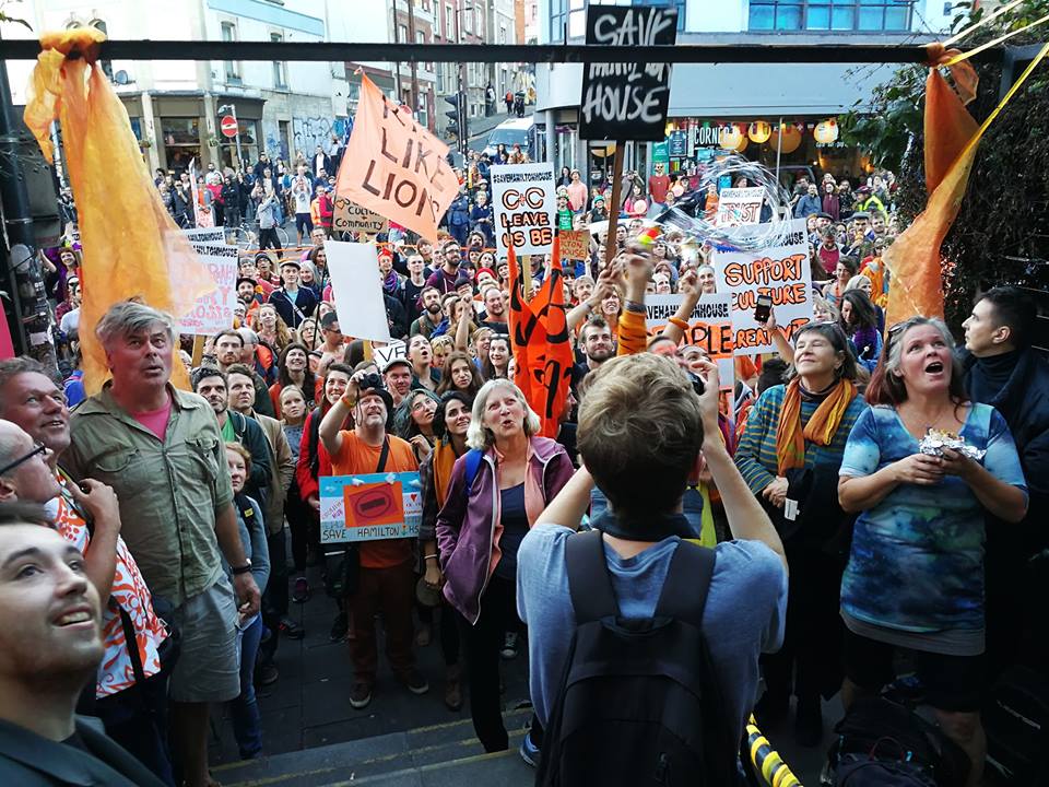 RobbieGillett's tweet photo. In pictures: yesterday's #SaveHamiltonHouse demonstration in Bristol to stop property developers Connolly & Callaghan kicking out @CoExist_UK . #ValueNotProfit https://t.co/LG9GNxbzpa https://t.co/3kKO6Nshls