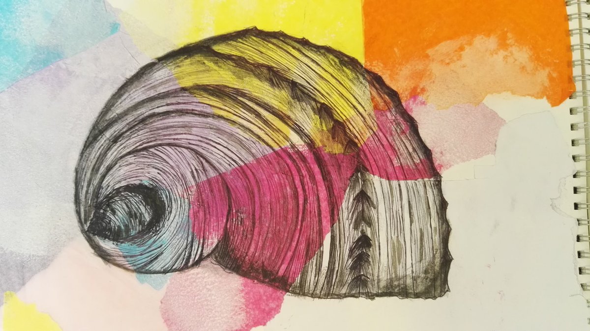 TrinityArtPhoto's tweet photo. Beautiful mixed media work from Year 9 GCSE students, focusing on organic forms and experimenting with a range of media. #gcseart #mixedmediawork #organicart https://t.co/Y4VgjbVa02