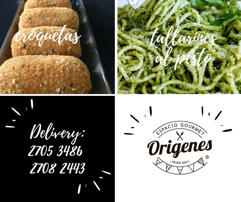 Nuestro menú de Jueves👩‍🍳😋:

-Croquetas de arroz con jamón y queso.
- Pollo mediterráneo con puré de calabaza.
- Tallarines al pesto.
☎️ Delivery 2705 3486 - 2708 2443 
📍Benito Blanco esquina Guayaqui. 
⌚ Abierto de 8:30 a 23:30 hs