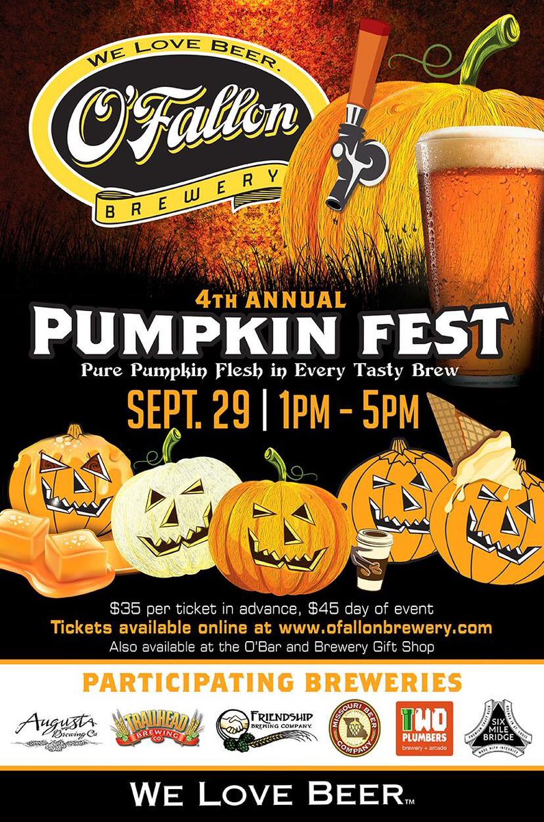 ogbrewer's tweet photo. * 18 month bourbon barrel aged Pumpkin Saison. * Hoppy Valley Fresh Hop Oktoberfest (collab w/ Valley Farms) and many other beers from O’Fallon and our brewery friends in the West-plex!  Come on out! https://t.co/z0ALaWEbIC