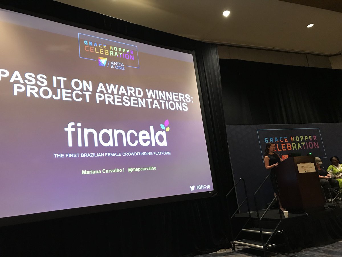 adecorral's tweet photo. @mapcarvalho presenting at #ghc2018 her crowd funding platform representing #DellTechnologies !!! https://t.co/8uqrdMDfdv