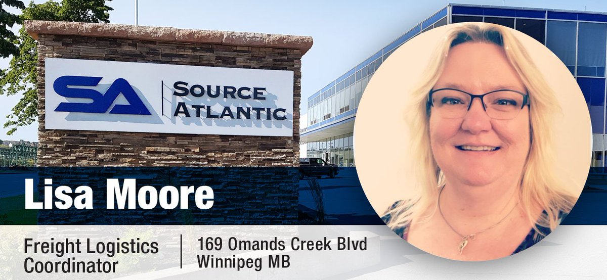 SourceAtlantic's tweet image. Meet Lisa Moore! Lisa is our Freight Logistics Coordinator based out of the Winnipeg, Manitoba branch. Lisa’s position is a national position, servicing every Source Atlantic location. She has worked for Source Atlantic for 29 years. #KnowYourSource #SourceAtlantic