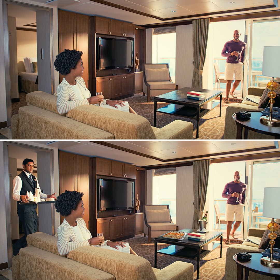 CelebrityCruise's tweet photo. Spot the differences in the two photos to learn more about the in-room amenities we offer to all our Suite class guests.
Book your #SuiteSeptember getaway: https://t.co/ayWNvUoZlv https://t.co/xMLNNtbeiz