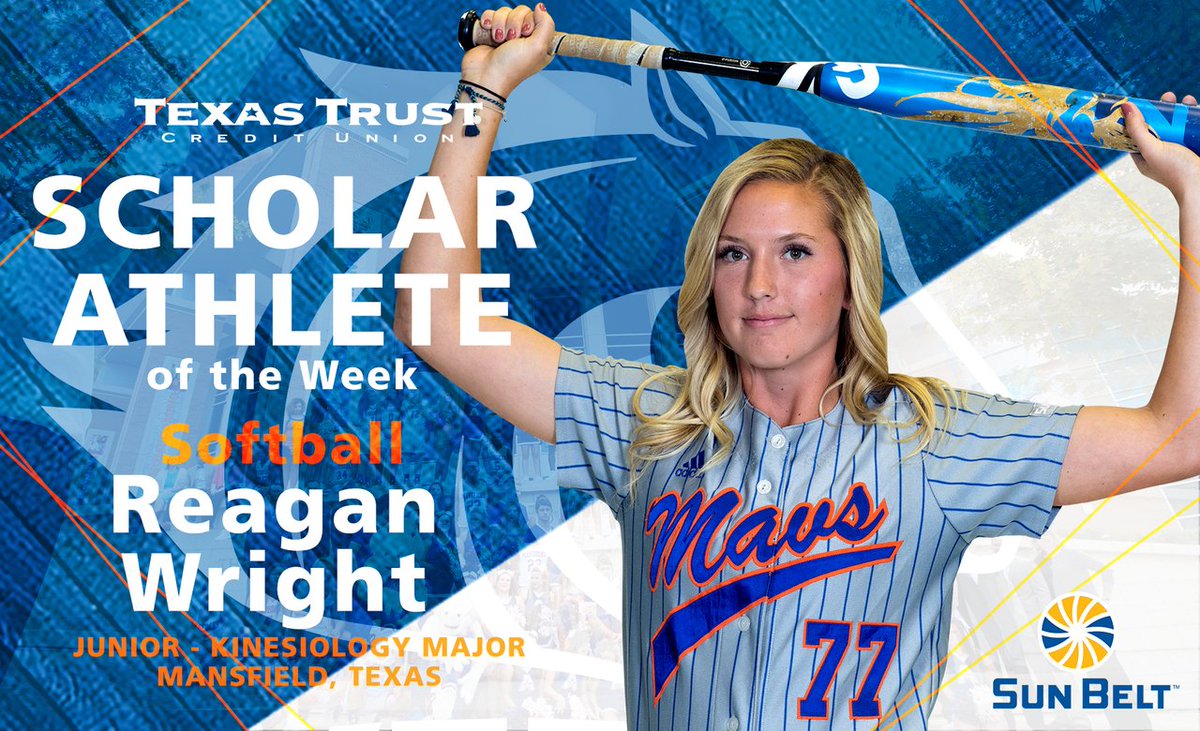TexasTrustCU's tweet photo. UTA softball’s Reagan Wright is this week’s Texas Trust Scholar Athlete of the Week. Wright was an NFCA All-Region selection during the 2017 season in which she hit .318, knocked a team-high 12 home runs and set a single-season record with 53 RBI. https://t.co/CPZPCqky0G