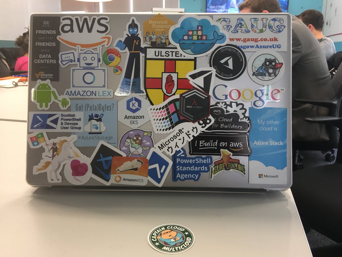 DCgubbins's tweet photo. Does this man hate Captain Cloud or is it just a simple realestate issue? #captaincloud #laptopstickerconundrum https://t.co/rZn0FyAAzb