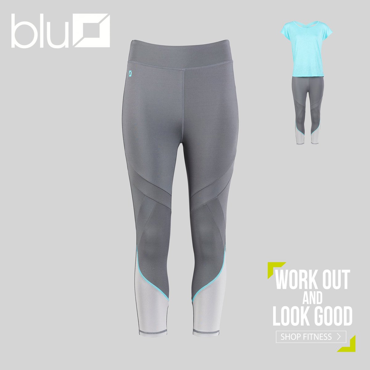 Our new Blu Zone Sports Leggings! Go perfectly with our Energy top. Work out and look good with Blu. #blu #fitness