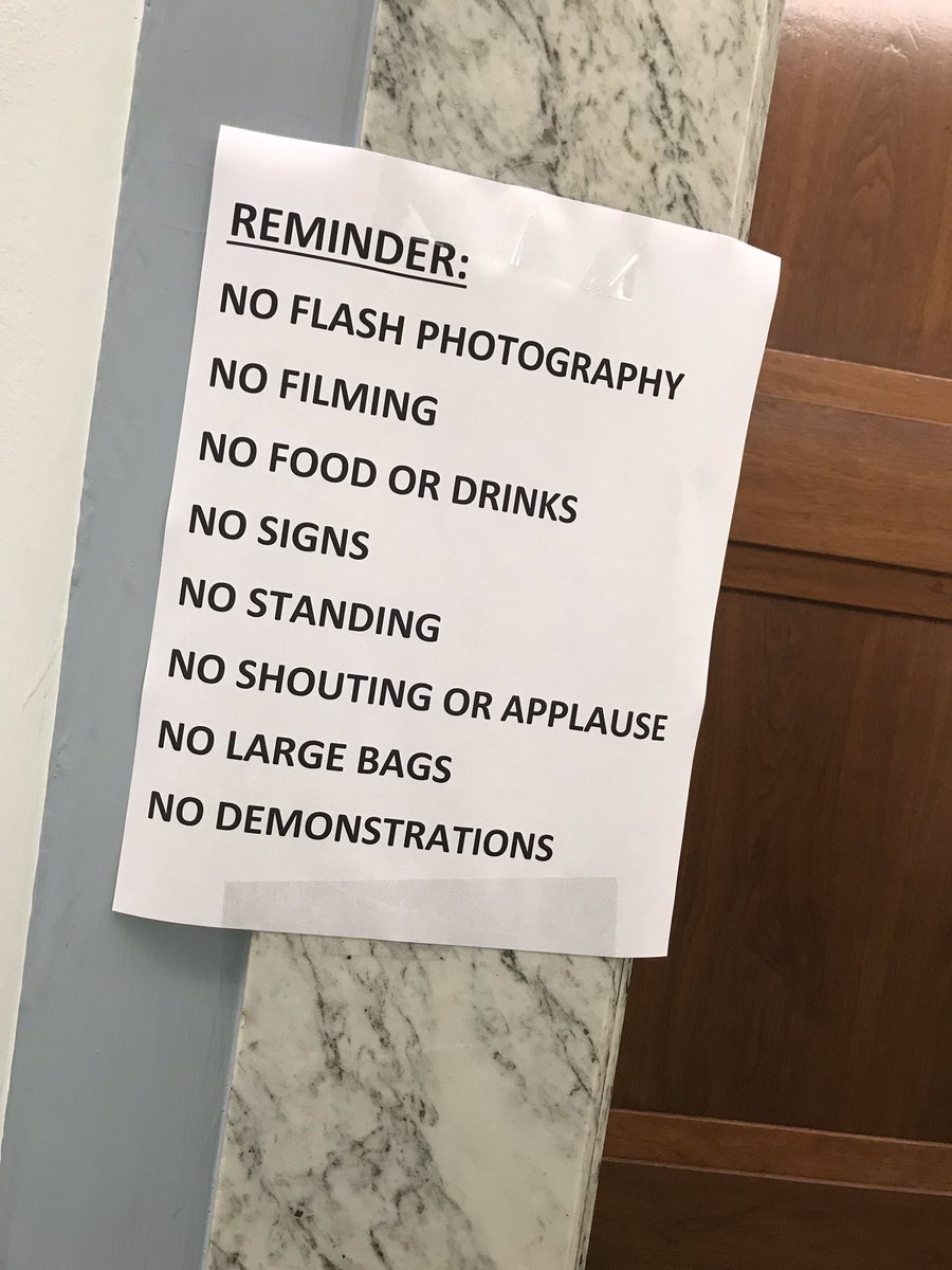 edokeefe's tweet photo. PHOTO: Rules for inside the room hosting the Kavanaugh-Ford hearing, Dirksen 226. #cbsnews #newsisback https://t.co/wh56CGzILb