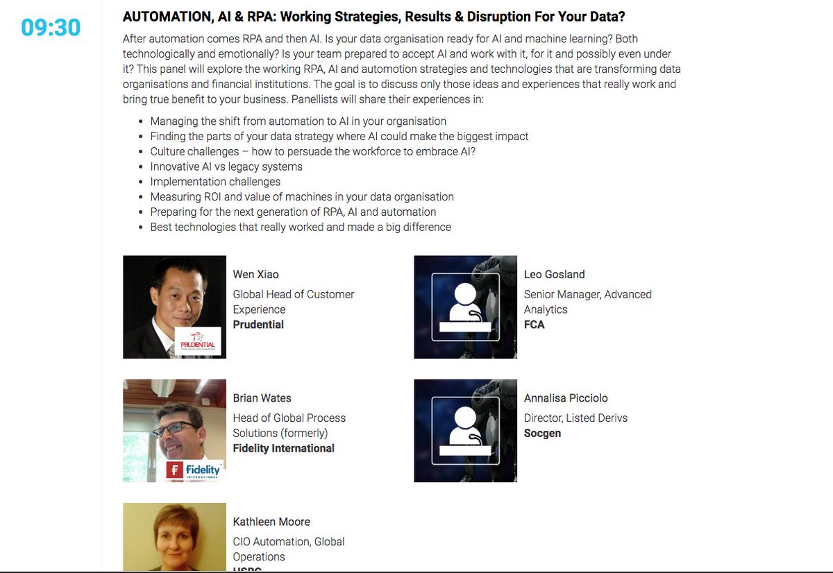 Join our panel experts for this fascinating debate. After automation comes RPA and then AI Is your data organisation ready for #AI and #MachineLearning ?  #data #RegTech #fintech #Robots #automation #finance #datamanagement #technology  findataai.com