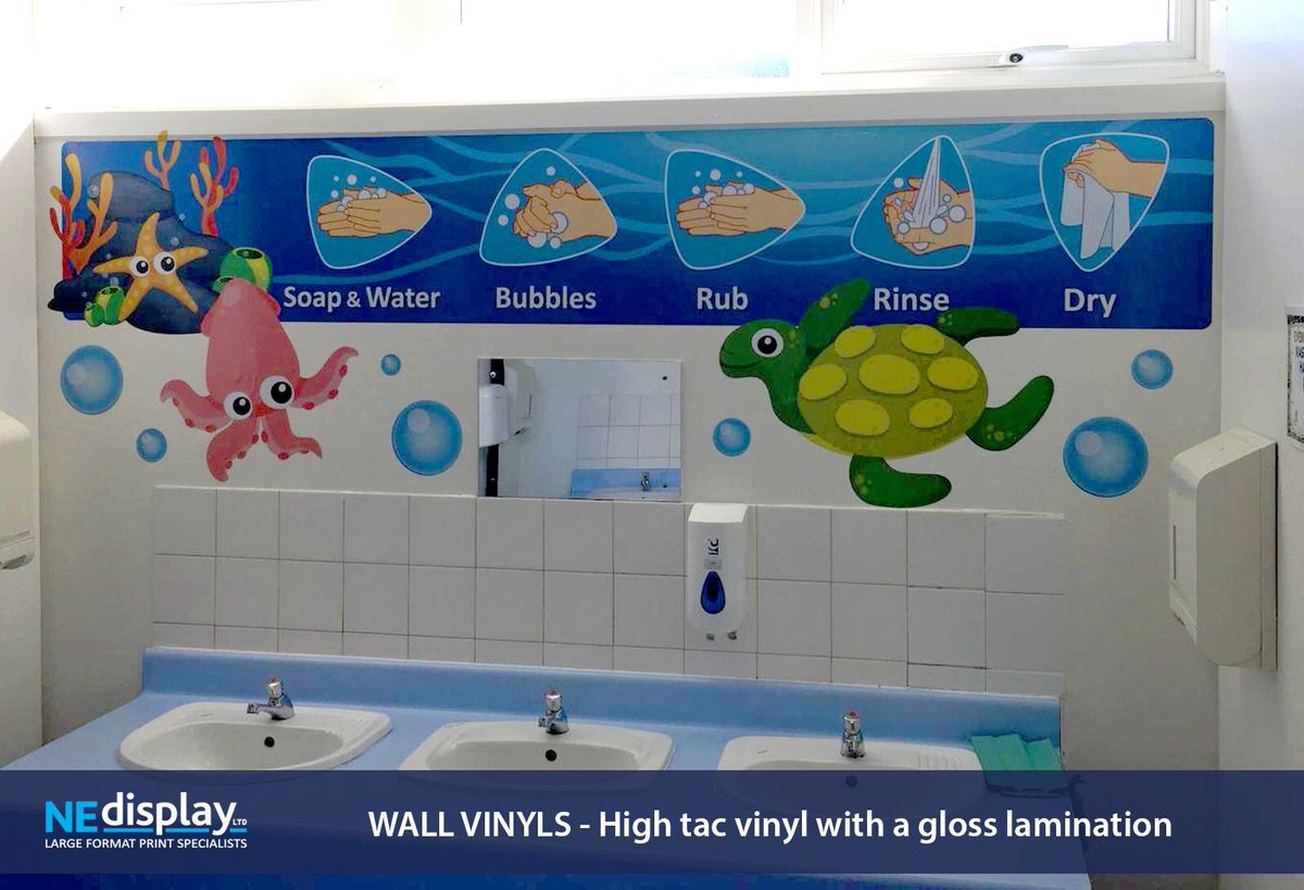 NEDisplay's tweet photo. We've been back to visit Epinay School again this morning. This time around we have designed, supplied &amp; installed some waterproof wall vinyls to brighten up the student toilets. https://t.co/hojPN2JMz1