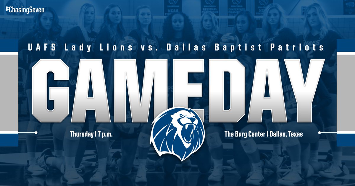 UAFSSports's tweet image. It's GAMEDAY! The Lady Lions volleyball team begins conference play at 7 p.m. at Dallas Baptist at The Burg Center in Dallas, Texas. #ChasingSeven