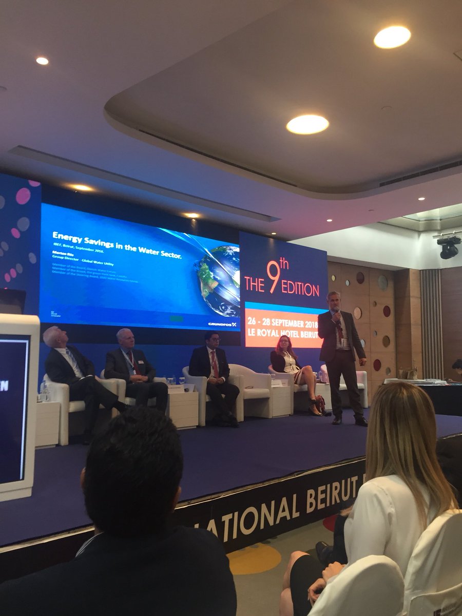 DKinLebanon's tweet photo. Morten Riis from @grundfos is enlightening us about the many solutions we must pursue #dkinlebabon https://t.co/udKPvz6sR7