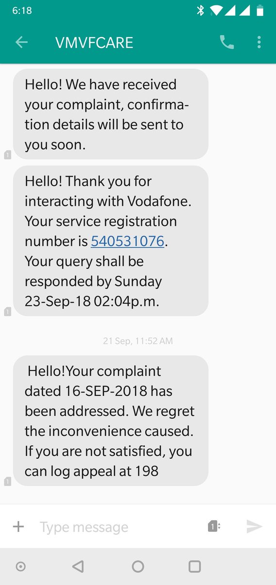 ramnath's tweet photo. @DoT_India Is it mandatory for @VodafoneIN to update the status of my comp. in the DND app? Just spoke to a lady from Voda who disagreed n asked me to check @TRAI site. UCC complaint # 540531076 for vulgar promo SMS shows no status either in the app or in the website! @DoT_India what to do? https://t.co/shPCLrOl6S