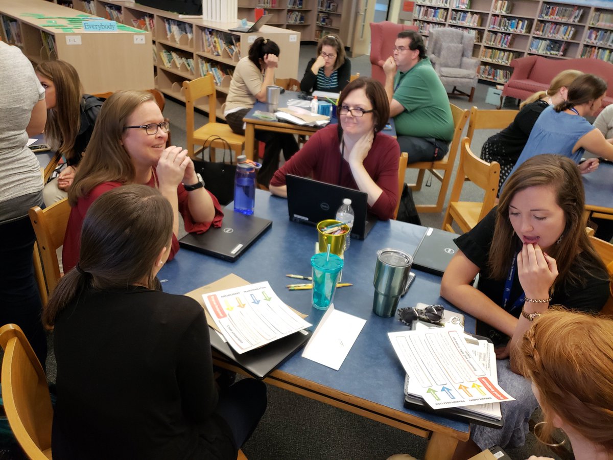 EllenWoodside's tweet photo. Our teachers learned about the SAMR Model through a Live PD investigation to get ready for our Personalized Learning roll out next year. All of our 3rd-5th grade students will receive a Chromebook at the beginning of the 2019-2020 school year! #ewewearefamily #eweeducatingwinners https://t.co/wlDNhv6gBO