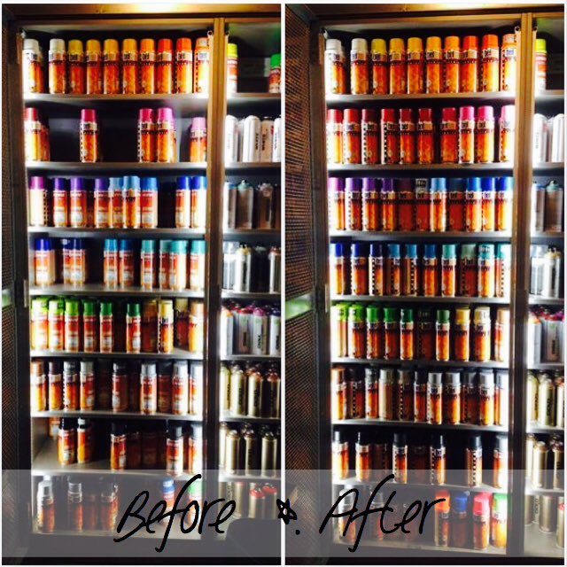 VM_101's tweet photo. Before and after. Well almost after. Filled up and/or all cans of @MolotowPaint spays pulled to the front of the cabernet. Looking better.
.
.
#moltow #spraypaint #grafittiart #molotowpaint #molotowtheoriginal #visualmerchandising #visualdisplay # #london #cassrart #cassartlondon https://t.co/fPwYmfakA1