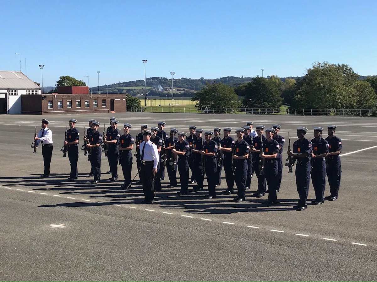HMS_Raleigh's tweet photo. CORNWELL 13
Midway through Week 7 and it’s Guard Selection Day to decide who wins lead Guard for their PassOut Parade in week 10. Close competition, but Port Class won on the day. #drill #C2DRIL #guard https://t.co/dPraEoFa6I
