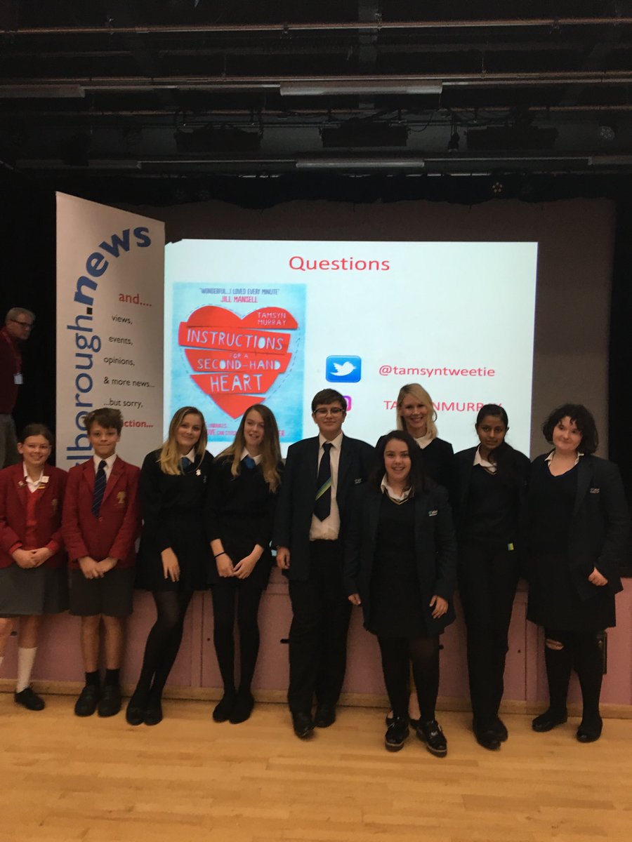 MarlbLitFest's tweet photo. Local secondary schools including ⁦@stfrancispewsey⁩ ⁦@PewseyValeSch⁩ ⁦@StJohnsMarlb⁩ joined in this year’s #BigSchoolRead today with author ⁦@TamsynTweetie⁩ talking about her book #InstructionsOfASecondHandHeart #sponsor ⁦@MarlboroNews⁩ #MLF2018 https://t.co/AogLwGgvF3