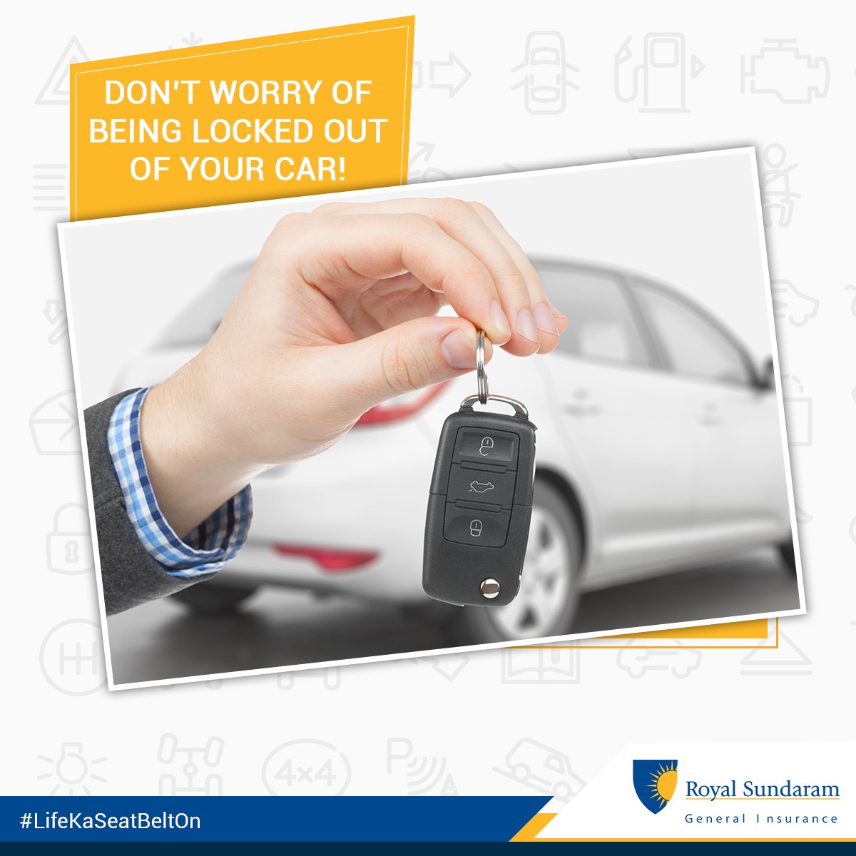 royalsundaram's tweet image. Worried about your keys getting misplaced? If yes, why not opt for Royal Sundaram’s #KeyProtector add on cover, which covers the cost incurred for the repair of your keys. Click here to know more- 
bit.ly/2oQiohH 
#LifeKaSeatBeltOn