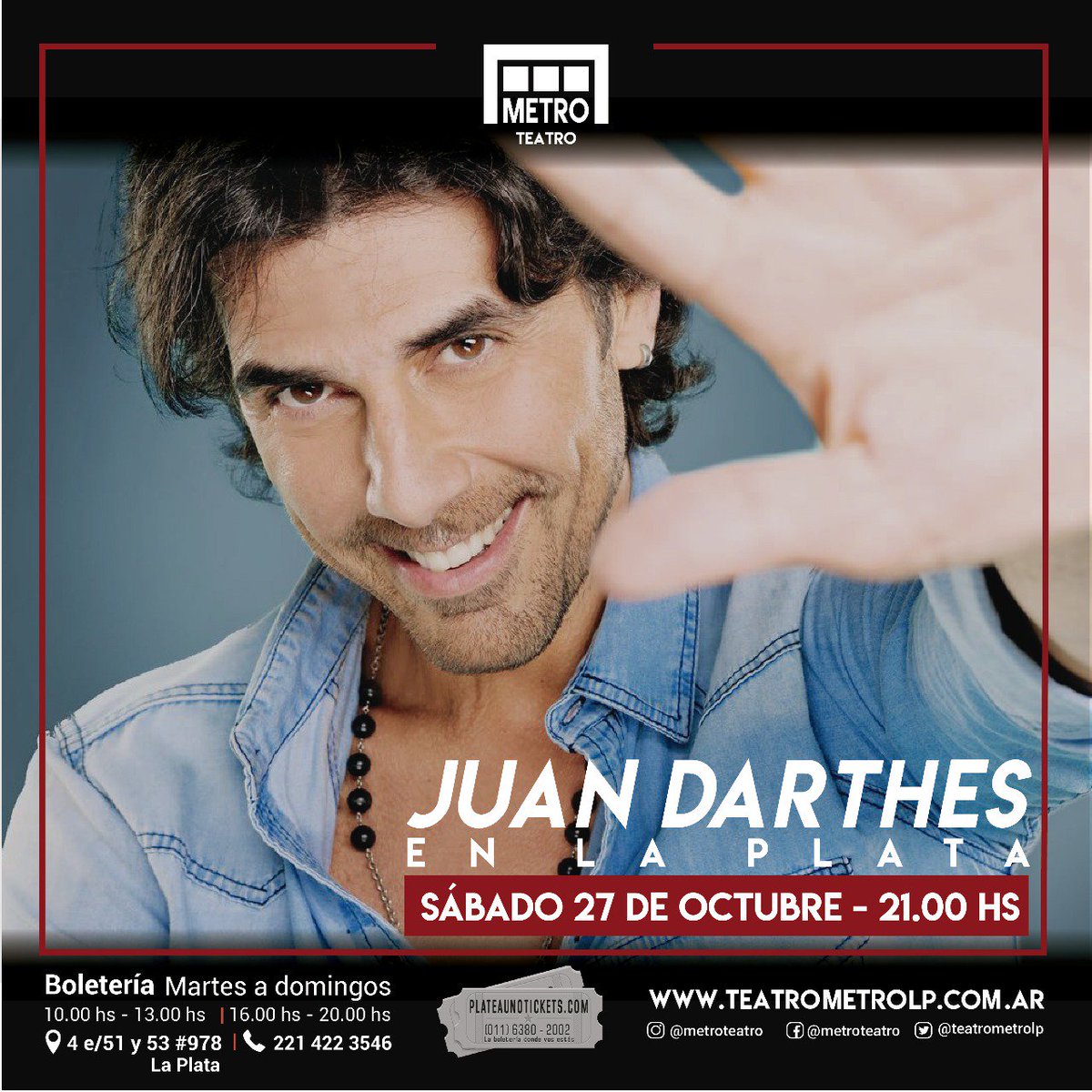 Romy!! (@roommy89) on Twitter photo Ya empezamos la cuenta regresiva <a href="/darthesjuan1/">Juan Darthés</a> quedan 30 días para volver a verte brillar sobre un escenario.
Nadie se puede perder este maravilloso show el 27/10 en el Teatro Metro de La plata <a href="/teatrometrolp/">METRO Teatro La Plata</a> Ya empezamos la cuenta regresiva <a href="/darthesjuan1/">Juan Darthés</a> quedan 30 días para volver a verte brillar sobre un escenario.
Nadie se puede perder este maravilloso show el 27/10 en el Teatro Metro de La plata <a href="/teatrometrolp/">METRO Teatro La Plata</a>