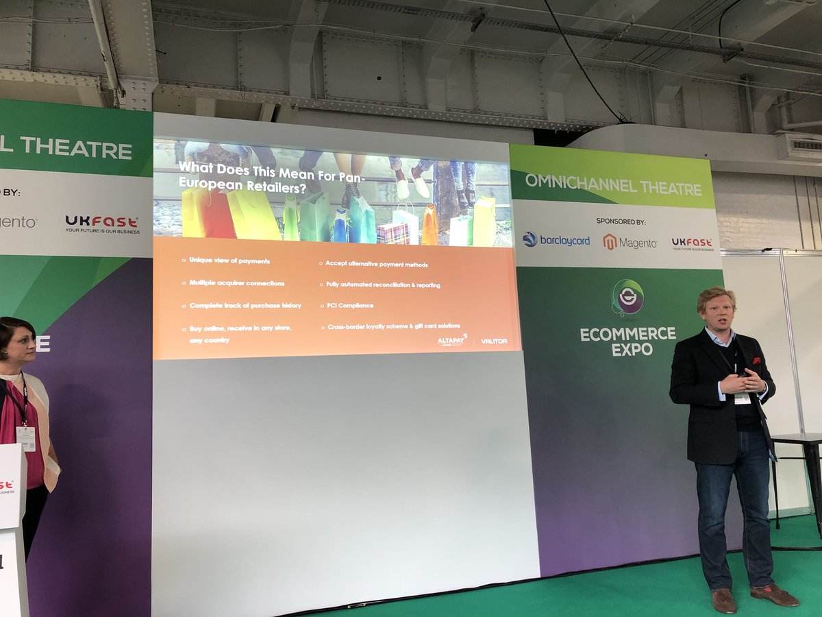 AltaPay's tweet photo. What do pan-European retailers need when it comes to Omni-Channel payments? #ecommerceexpo18 https://t.co/Nf0bLVRoqy