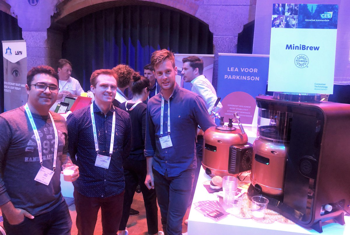 MyMiniBrew's tweet photo. Today, our team is showcasing at #CESunveiledAmsterdam. Pop in to see how we are spearheading the #beervolution with cutting edge brewing ingenuity. #startups #techoffuture #ces2018 https://t.co/K4hGN5qg4S