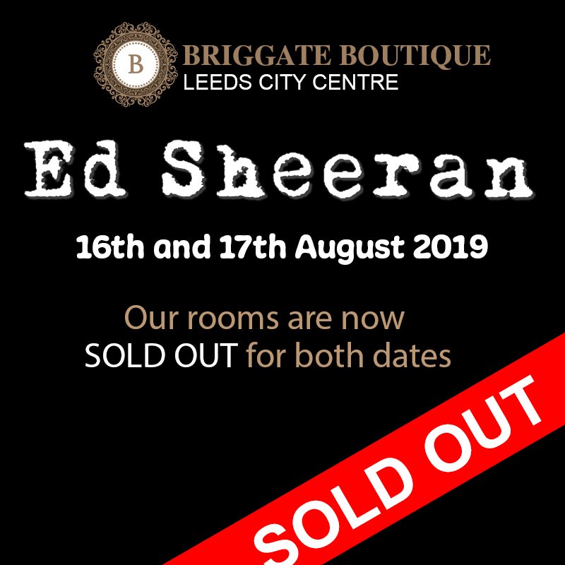 BBA_Leeds's tweet photo. We are now SOLD OUT for Ed Sheeran in Leeds August 2019!

Thank you to everyone who has booked with us, we can't wait to host you next year!

#Leeds #LeedsHotel #EdSheeranLeeds #Edsheerantickets #EdSheeran2019 https://t.co/ipCgBEGArk