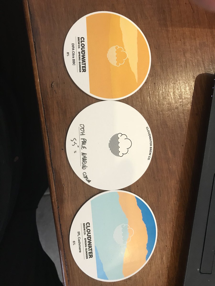 Cloudwater DIPA citra 8% £8.50 pt. Cloudwater DDH Pale Amarillo Citra 5.5% £6.00 pt. Cloudwater IPL Cashmere 6% £6.00 pt...... DIPA ready to serve.... enjoy!!
