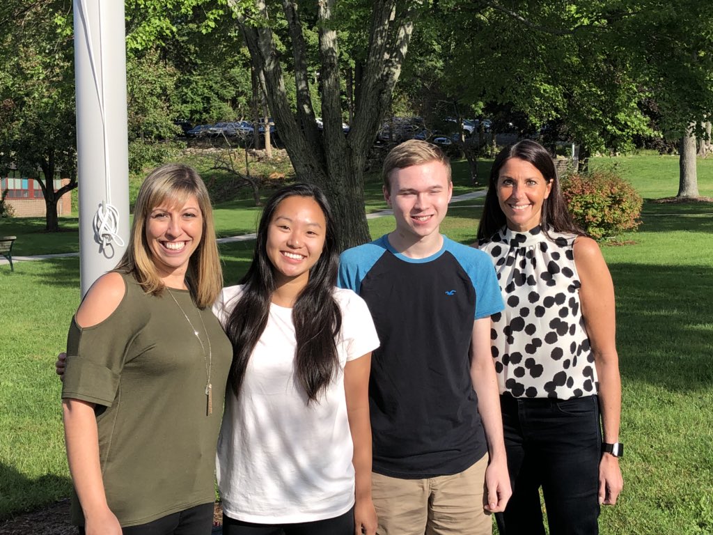 YHSDeGennaro's tweet photo. So proud to announce our @YHSOfficers2019 Valedictorian is Diane Yang &amp; Salutatorian is Kevin Fink. Pictured (L-R) with @YHSNYGuidance are Ms. Fink, Diane, Kevin &amp; Ms. Warren. Congrats to both students &amp; their families on this incredible accomplishment. 🌽 #YorktownCSD @RonHattar https://t.co/fcGRtdCmhe