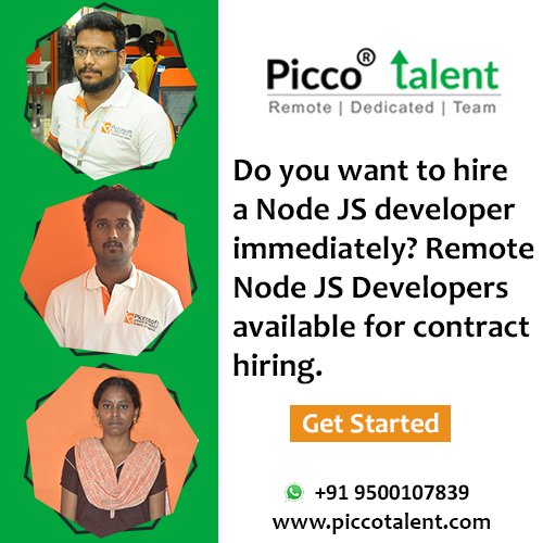 TalentPicco's tweet image. Hire the best #NodeJS_Developers with excellent knowledge in #LoopBack and #TypeScript. #Remote_NodeJS_Developers available for immediate hire. They can start work within 24-48 hours. For more information, visit@ goo.gl/GM69GR
