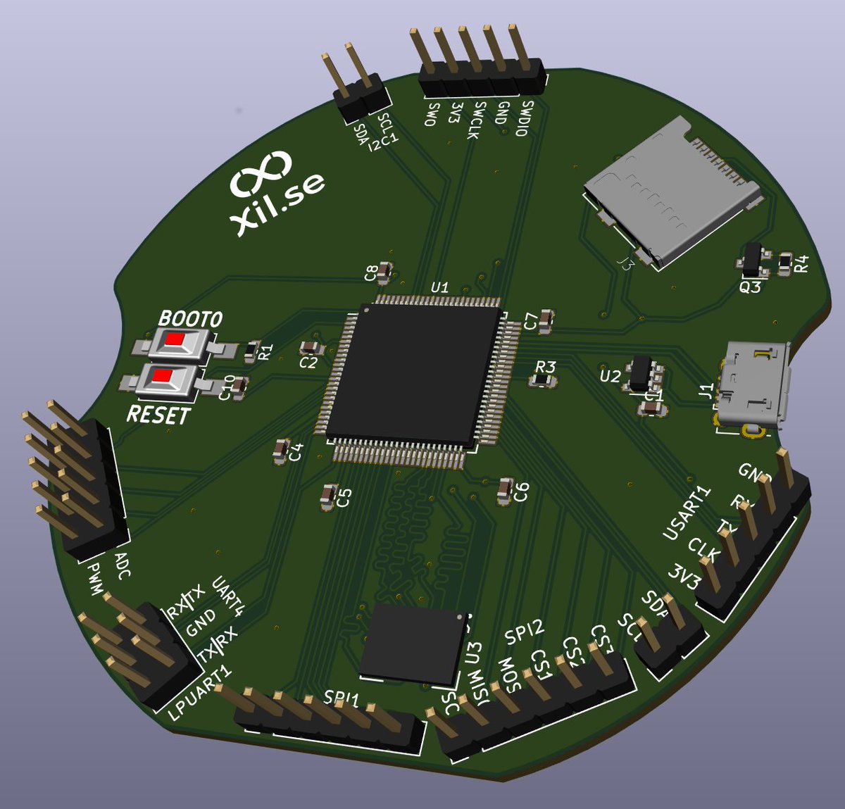 EnJens's tweet image. First attempt at BGA on it's way from @jlcpcbOfficial.
STM32L4+ with HyperRAM chip. It's more of a breakout board to play around, hence the large size and low component count. Should arrive next week :D It's only 20 balls BGA with 0.8mm pitch, but it feels like a good start!