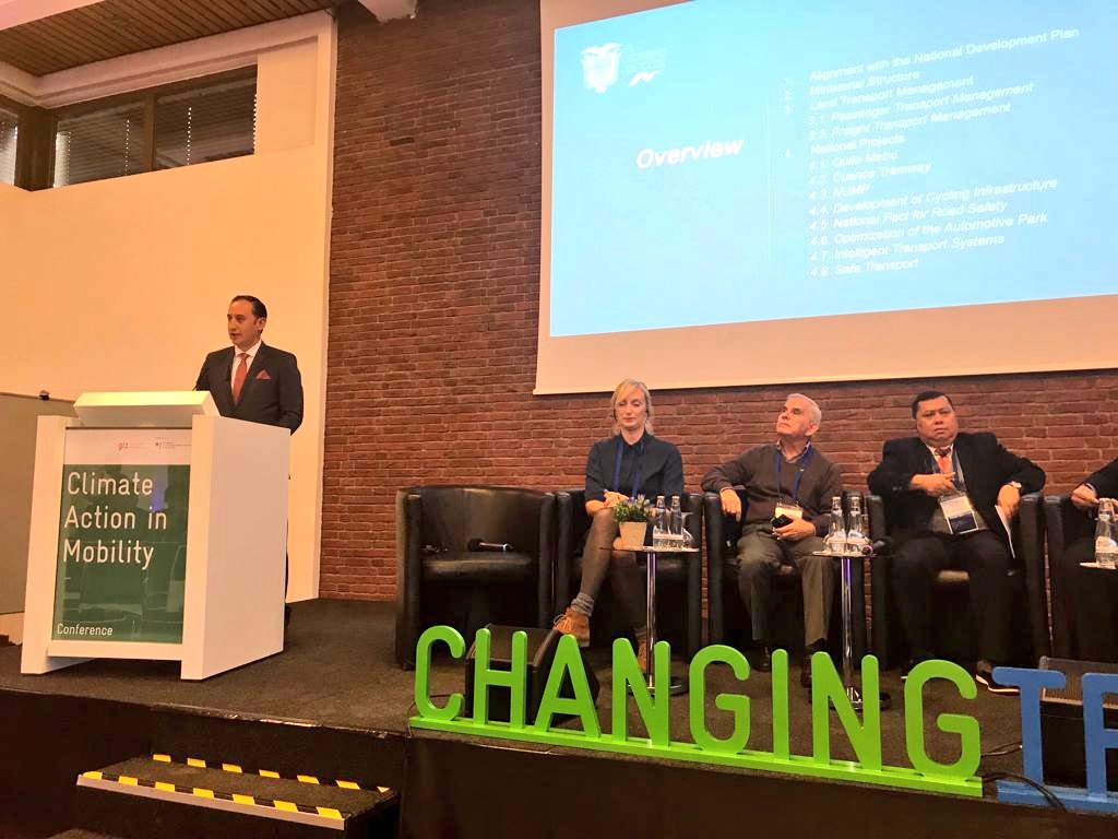 MIT_Ecuador's tweet photo. Viceministro @bopalv, participa en la Semana del Transporte y Cambio Climático, organizada por el Ministerio Federal de Ambiente de Alemania, con el objetivo de intercambiar conocimientos para transformar al sector y limitar el calentamiento global. #TransportWeek2018 https://t.co/rekbH1iN2M