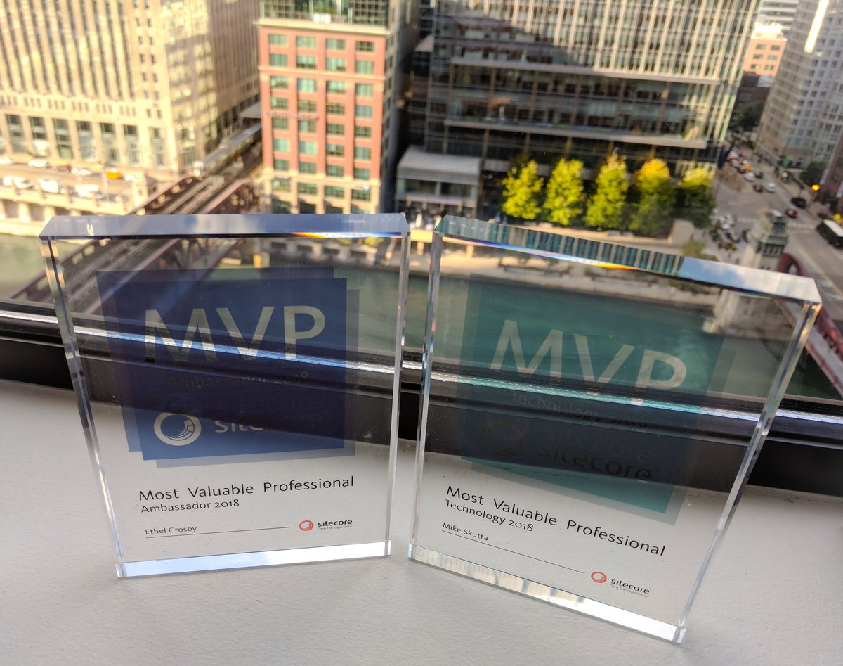 EthelMCrosby's tweet photo. My 2018 #SitecoreMVP plaque along with fellow MVP @MikeSkutta arrived at our @OneNorth Chicago office! Thanks @Sitecore! https://t.co/YJFSxZGX5k