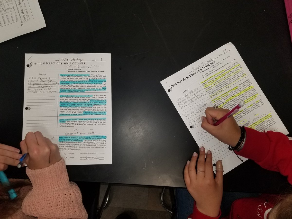 gmosher70's tweet photo. Fantastic example of how #science teachers can be #reading #teachers too. This is a lab intro using #AVID Marking the Text strategies to build comprehension. Fabulous! Way to go Tellitide HS! @TSDMiners @TMHSminerpride @AVID4College #ThisIsAVID @codepted https://t.co/IGbZL3QTF5