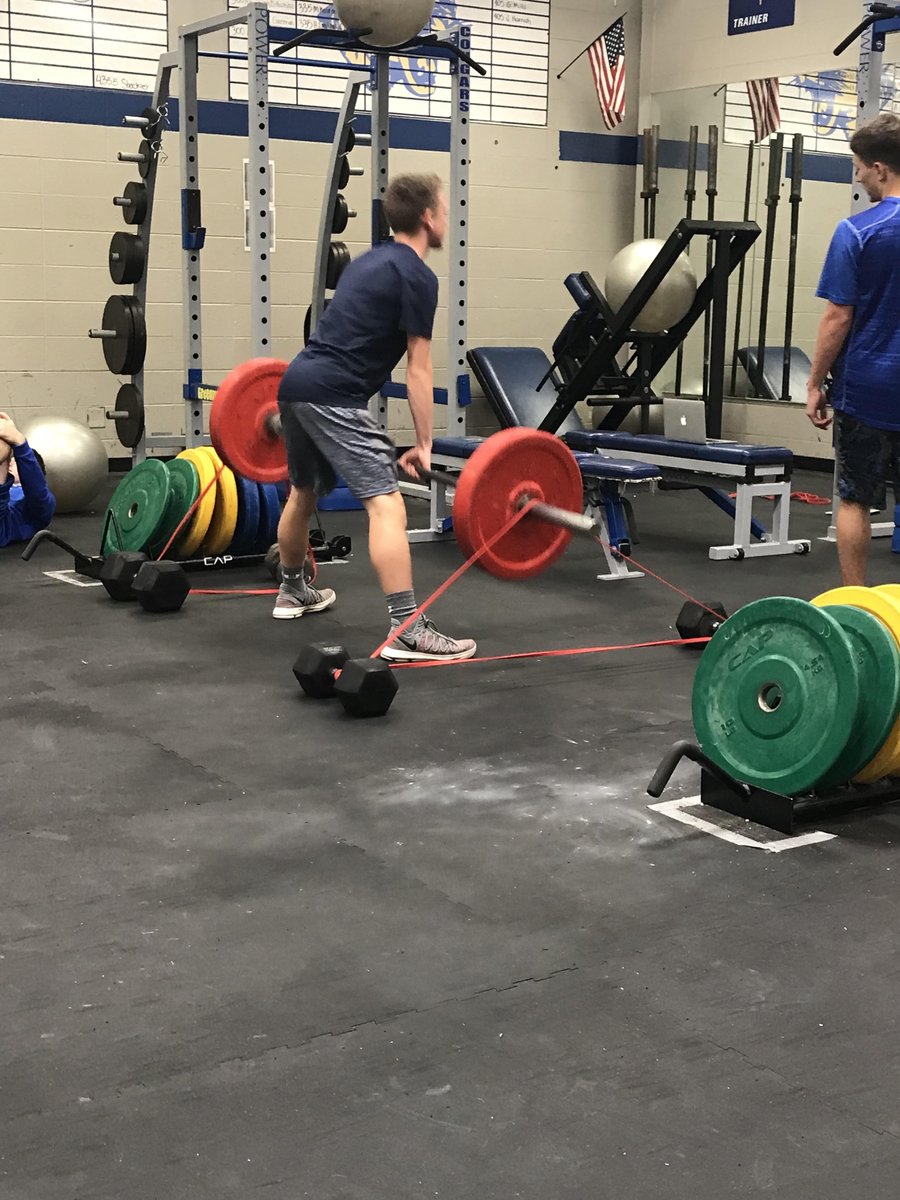 G_CHSStrength's tweet photo. Blue 1Has Great Intensity on Speed Upper Day!! Working on Speed Box Squat and Speed Sumo Deadlift to train force on Bar Velocity!  We will look for new PR on Kneeling Squat Jumps! Looking forward to these guys competing today!  #conjugateworks #intensityhigh #nomusic #gcscpride https://t.co/opD0h893Td