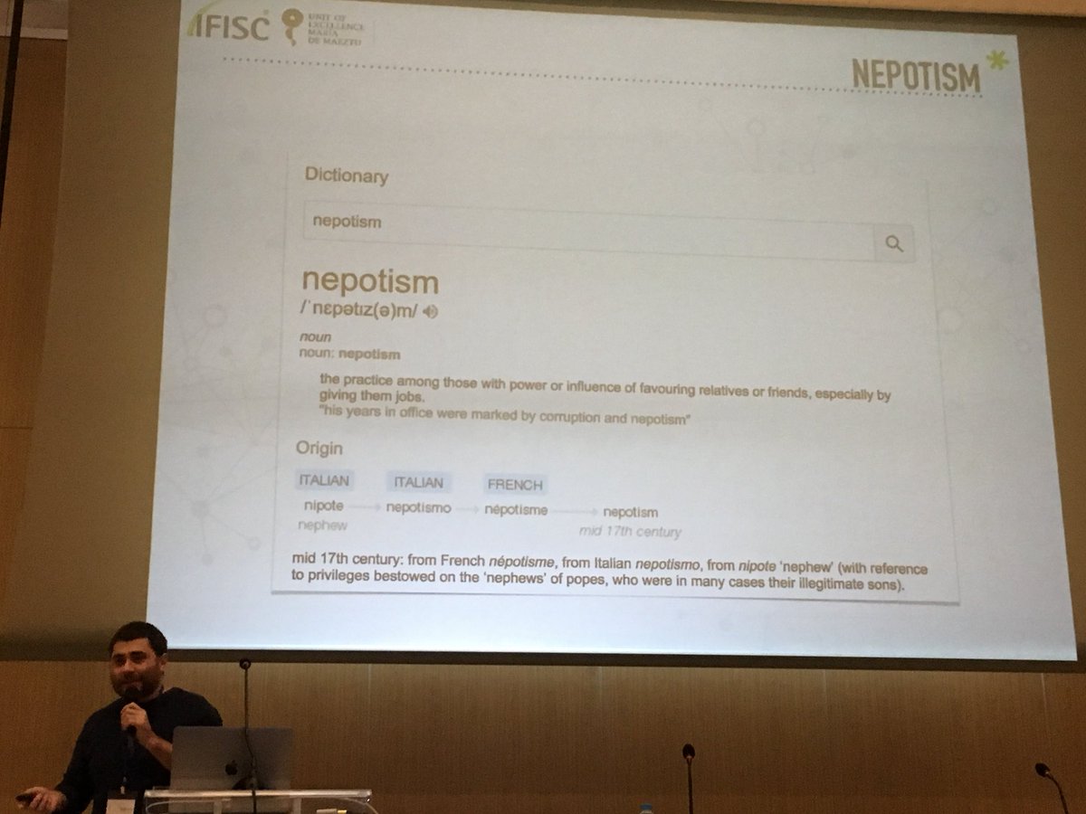 iniguezg's tweet photo. Last but not (at all) least! Invited talk by the always amazing @Sandro_Meloni @ccs18gr #ccs18gr Quantifying nepotism in academia #CompSocScience satellite #CSSforEquality @IFISC_mallorca https://t.co/xL7MDJvIwm